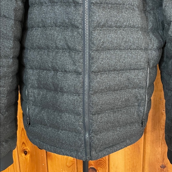 Michael Kors Men's Charcoal Puffer Jacket medium herringbone water fowl feather - Picture 2 of 10